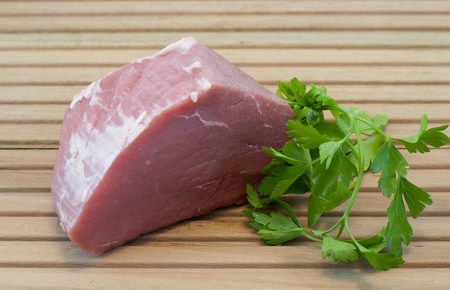 piece of beef with parsleyの写真素材