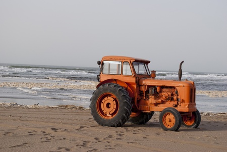 tractor to borders of the seaのeditorial素材