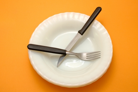 Plate knife and fork.の写真素材
