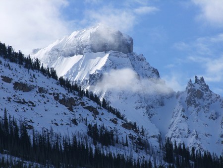 Cold Blowing Snow of the Rocky Mountainsの写真素材