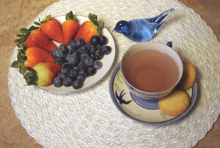 Blueberry Tea and fruitの写真素材
