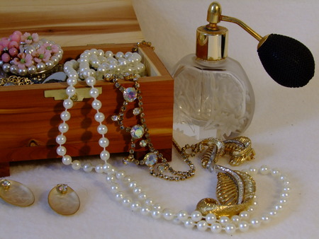 Jewelry Box filled with Grandma's Jewelsの写真素材