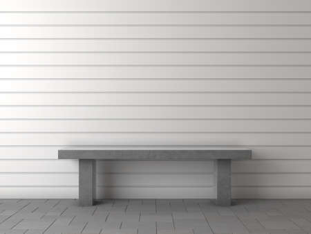 3d rendering of a concrete modern bench with white backgroundの写真素材