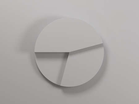 3d rendering of a white pie chart for infographics and statistics visualizations