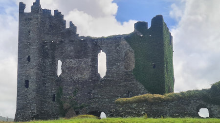 Ballycarbery Castle ruins in Co. Kerry Irelandの写真素材