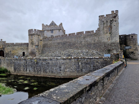 Cahir Castle, Co Tipperary, Ireland stands proudly on a rocky island on the River Suirの写真素材