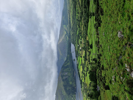 Blue sky and rocky mountains in Ireland