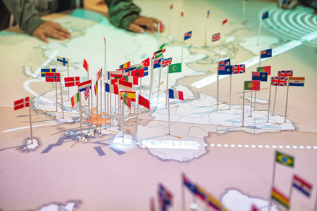 Berlin, Germany, August 2016: map with nations flagsの写真素材