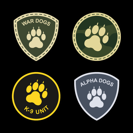 Set of military, police patches dog pawのイラスト素材