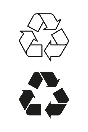 Recycling symbol on packaging, black and outline. Vectorのイラスト素材