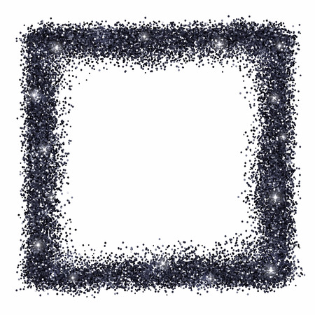 Square frame with black glowing glitter. Vectorのイラスト素材