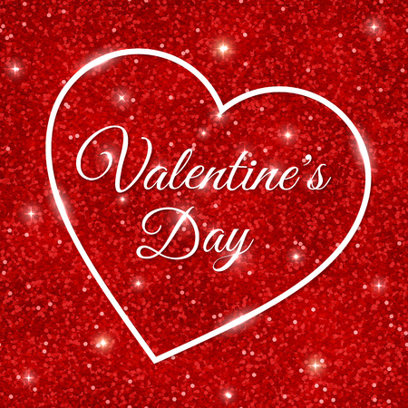Valentine's Day and heart on red glitter background. Vectorのイラスト素材