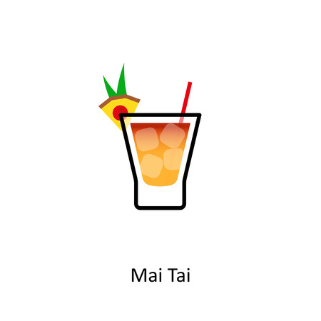 Mai Tai cocktail icon in flat styleのイラスト素材