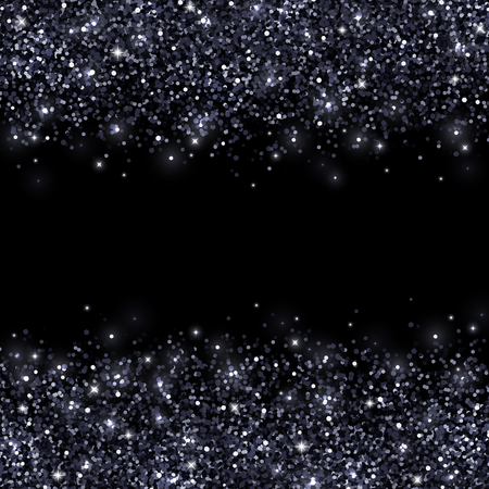 Black shiny glitter on black background. Vector illustrationのイラスト素材
