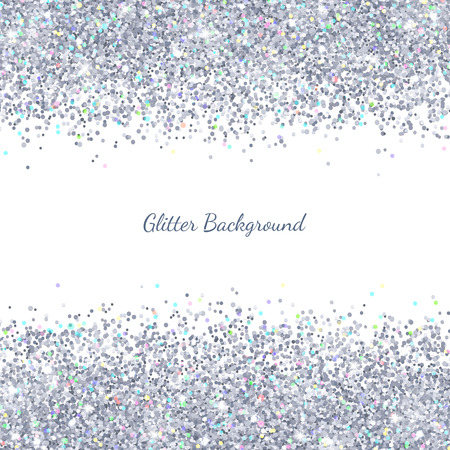 Silver glitter with colored particles on white background. Vector illustrationのイラスト素材
