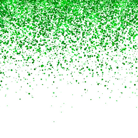Green falling glitter on white background. Vectorのイラスト素材