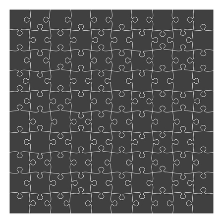 Puzzle template 10x10 pieces, black silhouette. Vector illustrationのイラスト素材