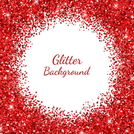 Round border frame red sparkling glitter. Vectorのイラスト素材