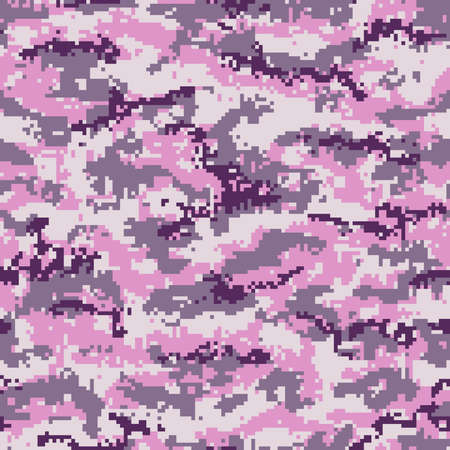 Digital camouflage pink purple seamless pattern. Vector illustrationのイラスト素材