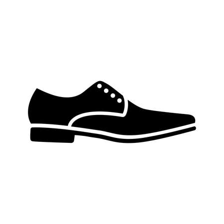 Mens classic derby shoes black glyph icon isolated. Vectorのイラスト素材