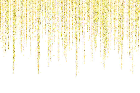 Gold holiday decoration long glitter rain garland on white background. Vectorのイラスト素材