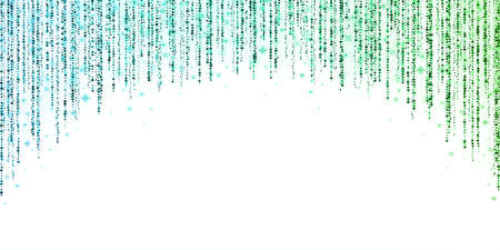 Blue green glitter rain arc garland on white background. Vector