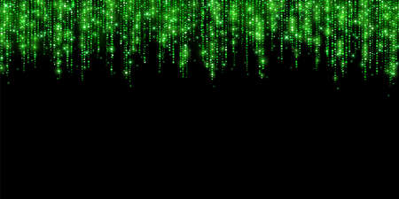 Wide holiday decoration hanging rain green glitter garland. Vectorのイラスト素材