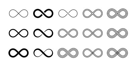 Infinity symbol set editable stroke isolated on white background. Vectorのイラスト素材