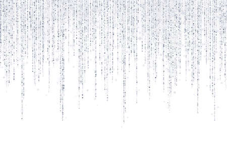 Silver glitter long garland hanging decoration on white background. Vector