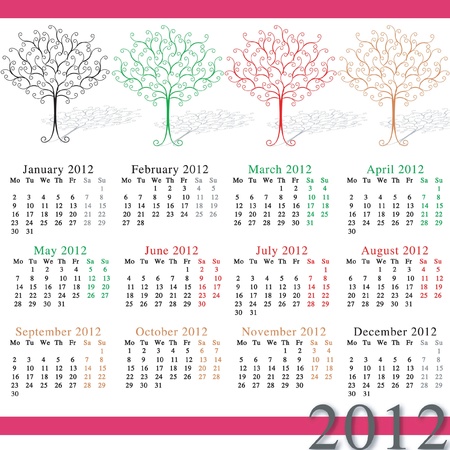 2012 calendar by seasonsのイラスト素材