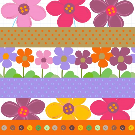 Strip pattern - vector floral backgroundのイラスト素材