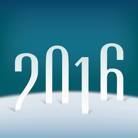 New Year of 2016 Buried in Snow. Opacity mask clipped to numbers.のイラスト素材