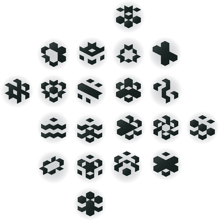 Modulations on the same geometrical matrix with soft shadow.のイラスト素材