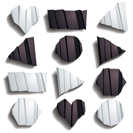 Different Shapes of Folded Paper in White and Blackのイラスト素材