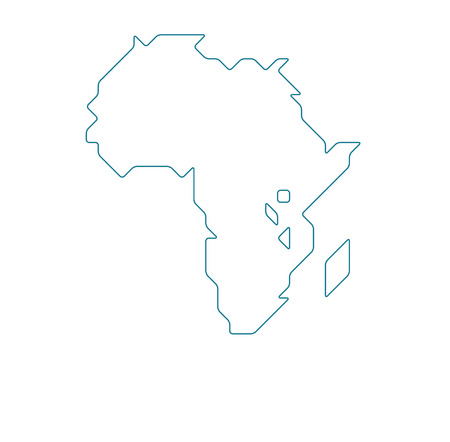 Africa map drawn with thin line on a invisible grid of rounded squares and trianglesのイラスト素材