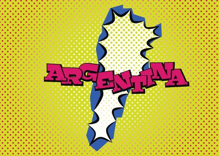 Argentina map in pop art style, silk print dots and special lettering.のイラスト素材