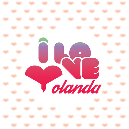 I love Yolanda greeting card with heart shaped initial of the beloved oneのイラスト素材