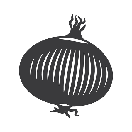Onion gray colored illustration, food icon simple designのイラスト素材