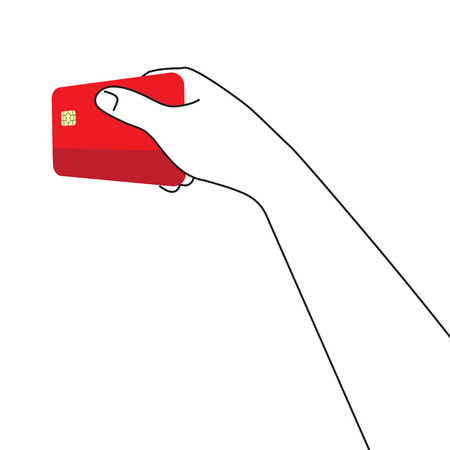 Inserting a credit card somewhere, hand holding the card.のイラスト素材