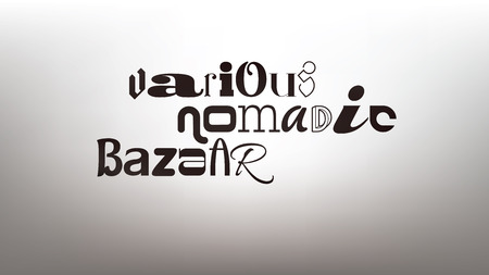 Original typography eclectic composition of the words various, nomadic, bazaar.のイラスト素材