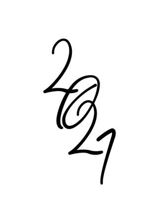 Happy new year 2021 fluid typographyのイラスト素材