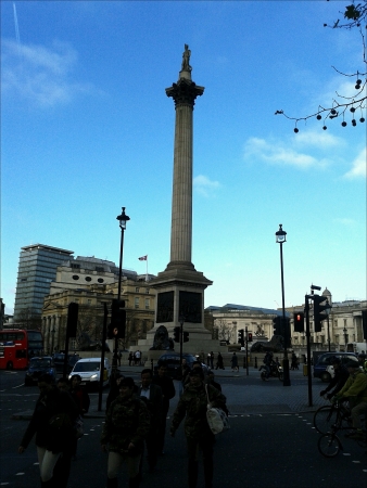 Nelsons Column and Trafalgar Square in Londonの素材