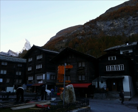 Swiss Alp View from Zermatt Ski Village Switzerland.の素材