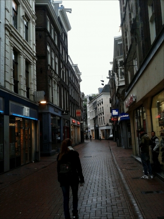 One of the shopping streets in Amsterdamの素材