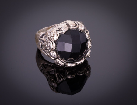 Quartz ring on black backgroundの写真素材