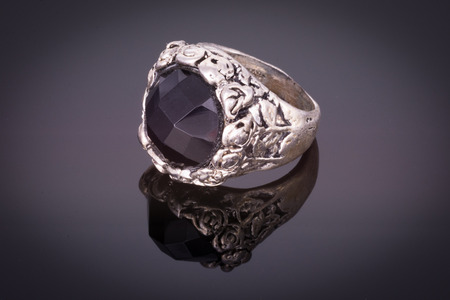 Quartz ring on black backgroundの写真素材