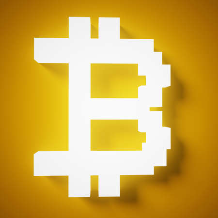 White glowing bitcoin cryptocurrency . 3d renderの写真素材