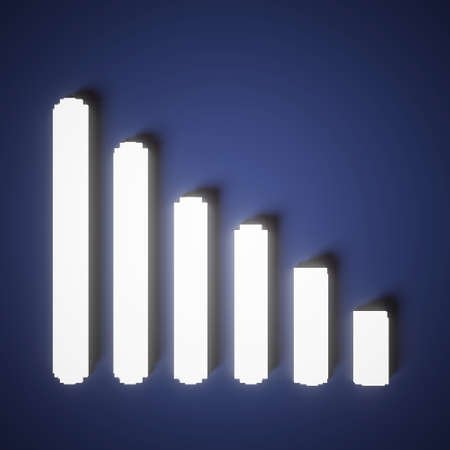 Downwards glowing red arrow on grey statistic grid background. Business and finance. Profit and...