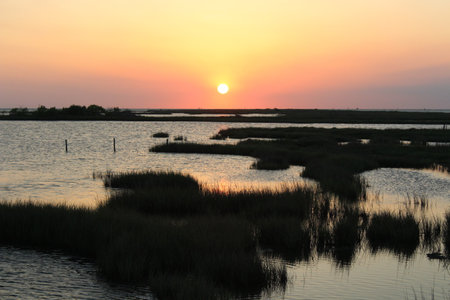 Sunset at San Antonio Bay, Texas.の写真素材