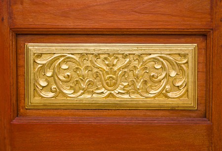 Traditional Thai style wood carving の写真素材